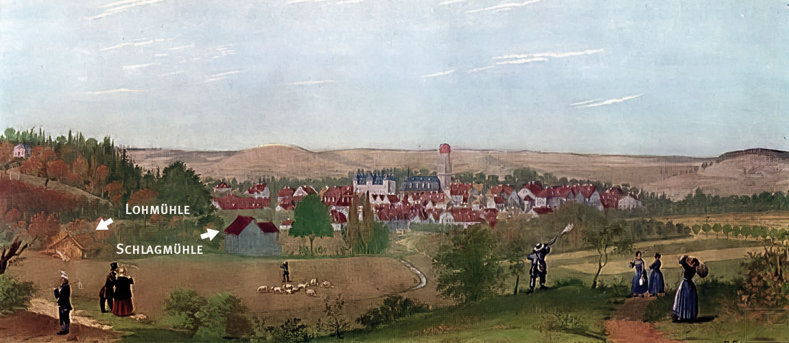 Am Wörth kreuzten Mühlgraben und Wörthbach (heutige Ausfahrt Herkules).